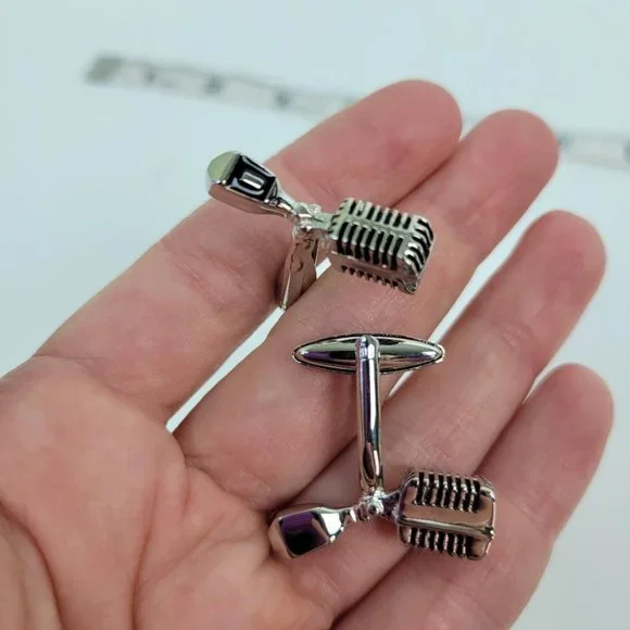 Timeless Microphone Stainless Steel Cuff Links - Picture 4 of 5